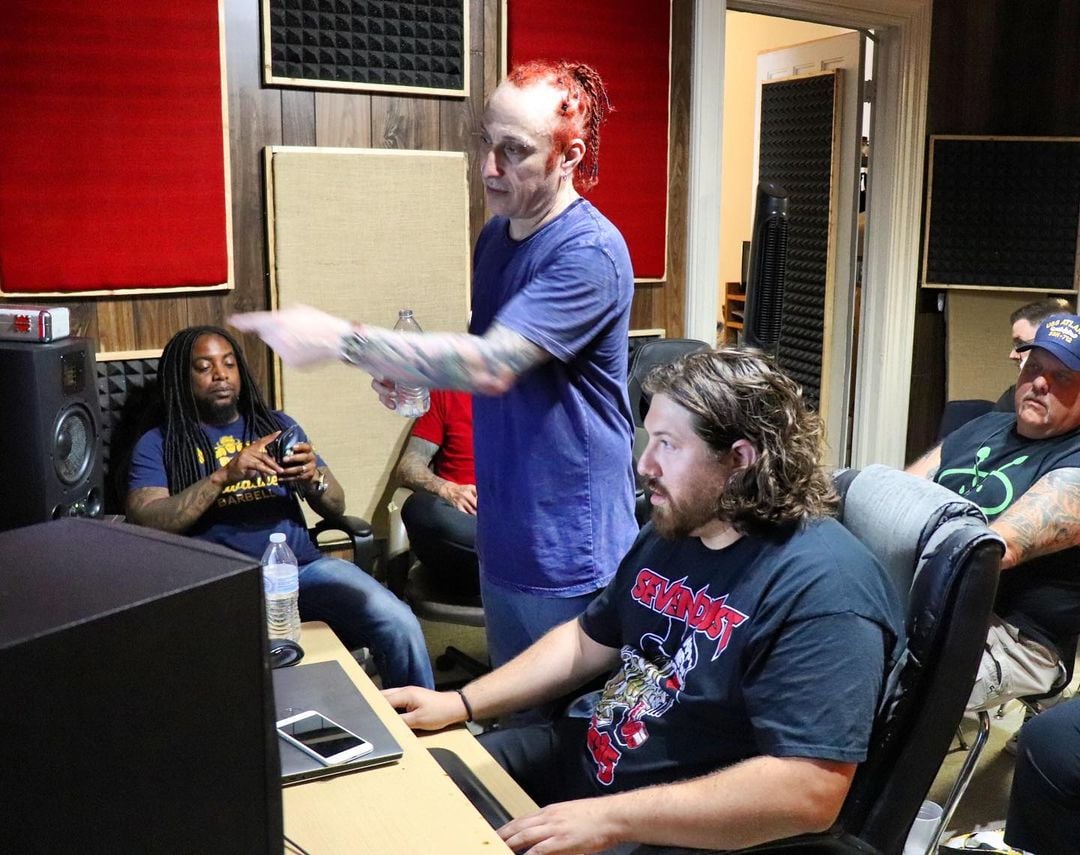 Morgan Rose leading in-studio session with attendees